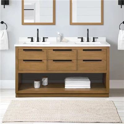 Reçine Üstlü Çift Lavabo Banyo Vanity