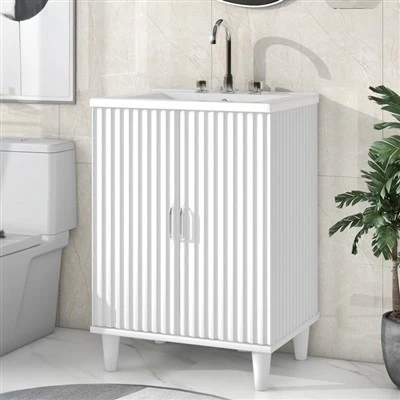 24" Lavabo Kombinli Banyo Vanity Modern Tek Lavabo Vanity Seti