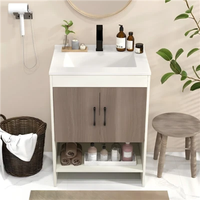 25 Açık Raflı Banyo Vanity Lavabo Kombinasyonu